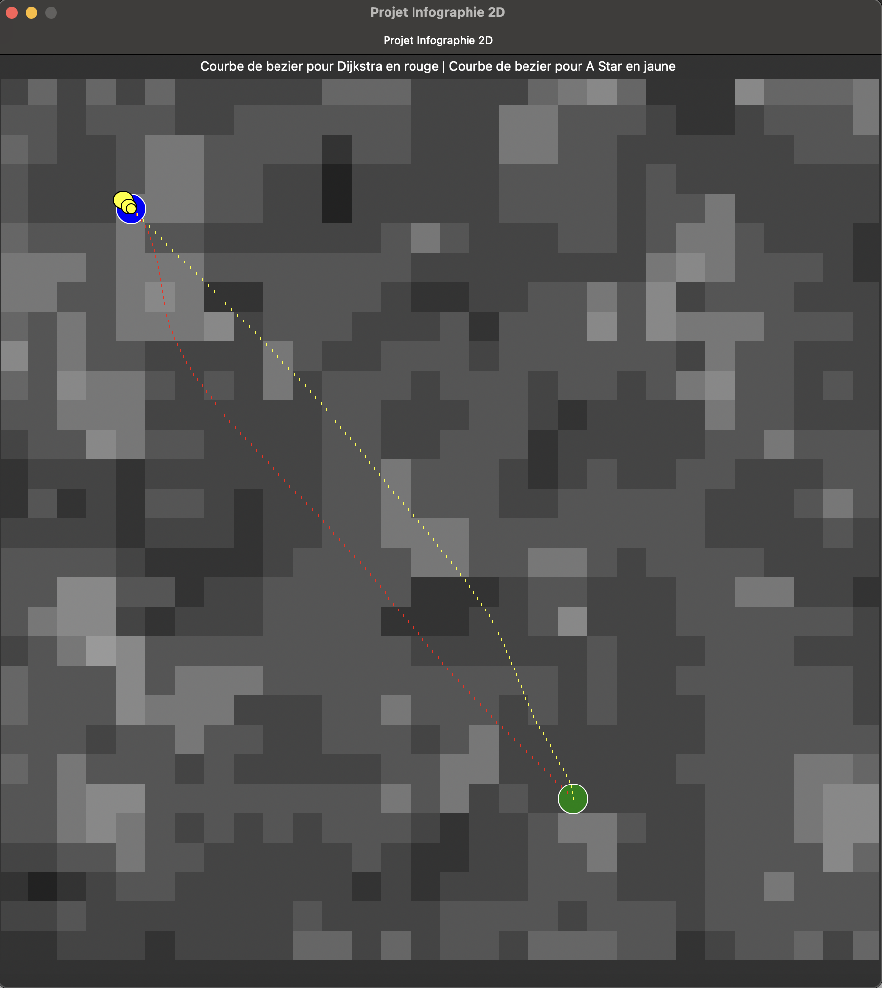 Capture d'écran du projet Simulation plus court chemin 2D